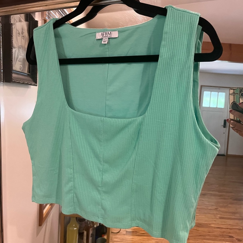 AFRM Green Ribbed Fitted Tank Top - Picture 2 of 4